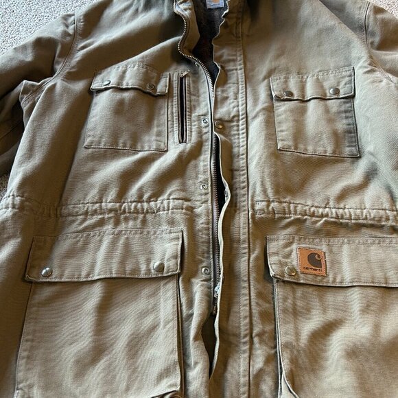 Carhartt Men’s XL Olive Green Blanket-Lined Jacket – Durable Workwear - Picture 3 of 10